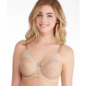Wacoal Retro Chic Full Figure Underwire Bra 32 DD Beige Lace Sexy Nude